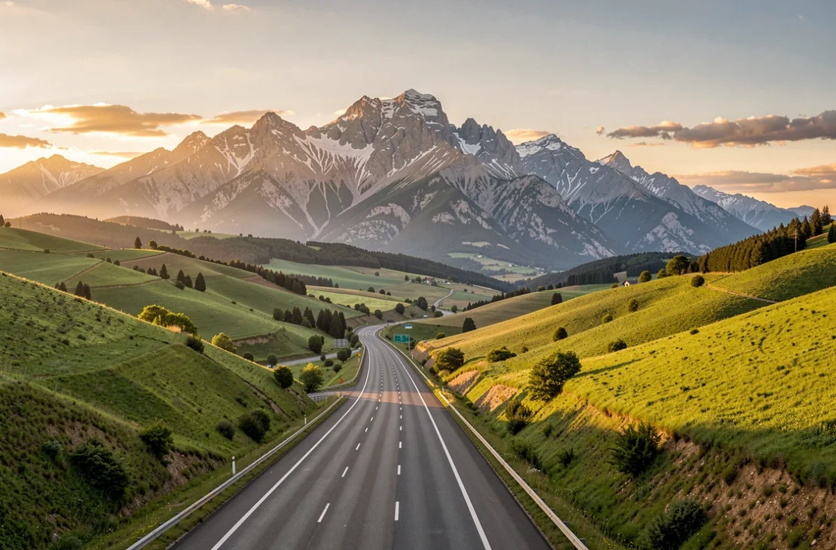 Autoroute traversant les Pyrénées vers l'Espagne