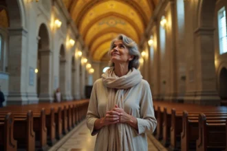 Femme admirant les mosaïques de Monreale