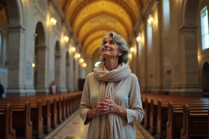 Femme admirant les mosaïques de Monreale