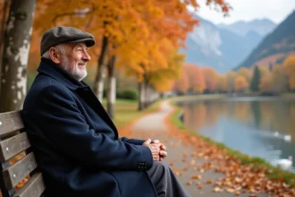 Lacs de Grenoble entourés de montagnes aux couleurs d'automne