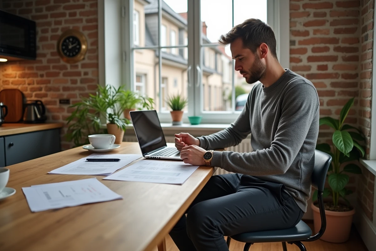 Homme travaillant depuis son domicile à Pétange, optimisant son quotidien entre télétravail et vie locale au Luxembourg