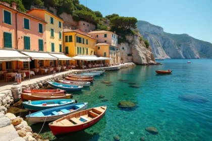 Le port de Cassis avec ses bateaux colorés, ses façades provençales et les falaises calcaires en arrière-plan