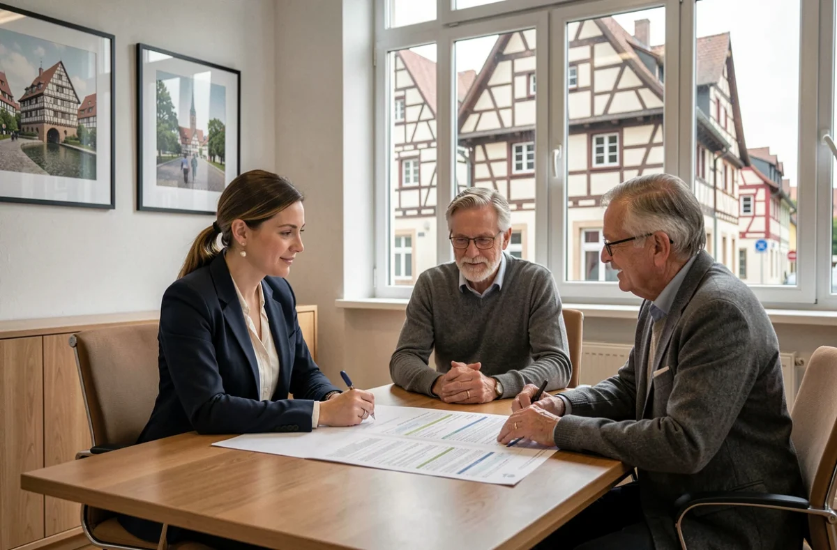 Conseillère en voyages de l'agence Prêt à Partir Voyages Lesage à Strasbourg présentant un itinéraire à un couple
